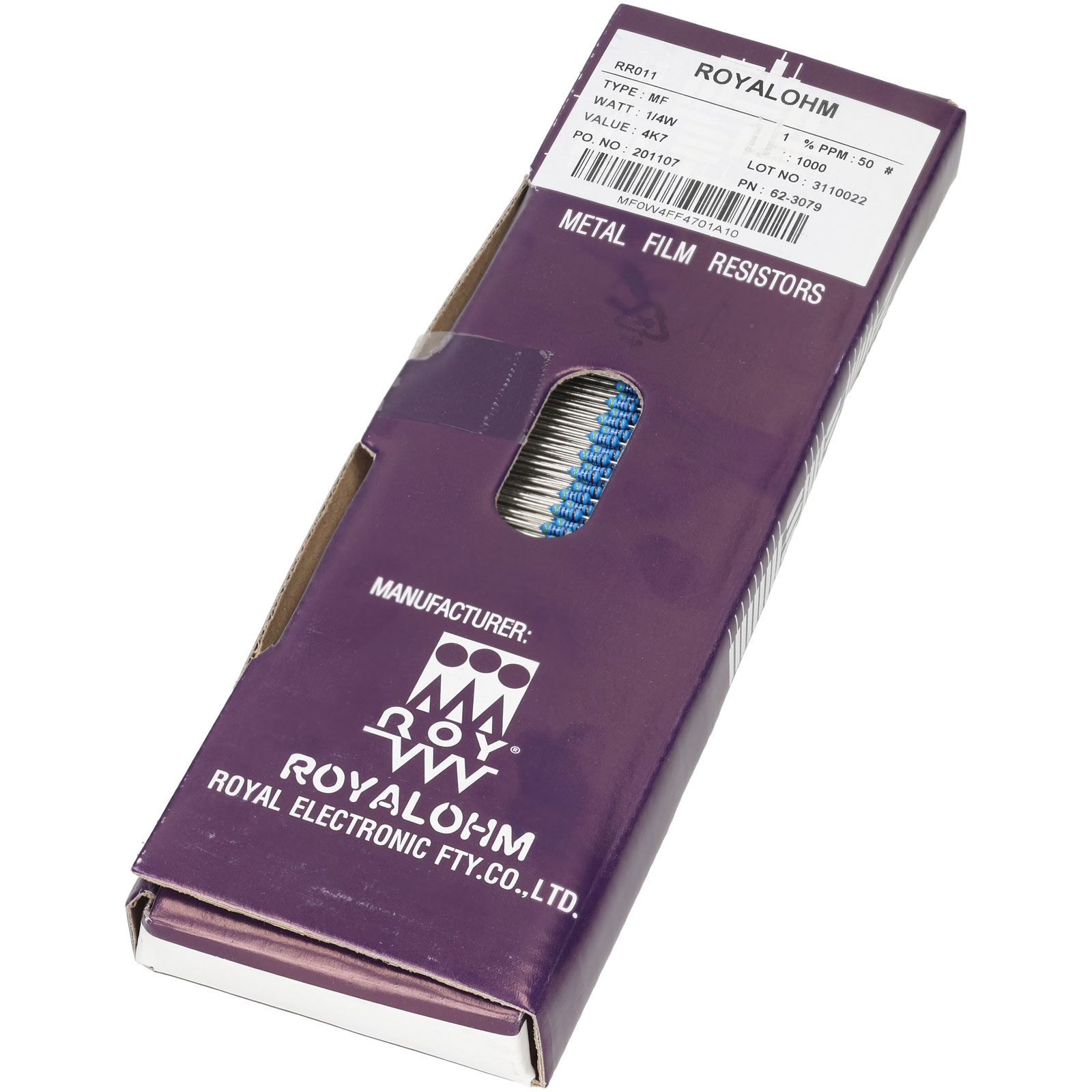 Royal Ohm 10Ω 0.25W – 50 Resistenze A Film Metallico A Basso Rumore MF0W4FF100JA10