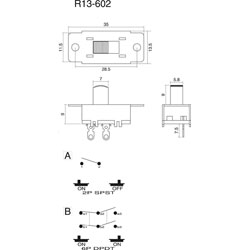 SCI R13 602B 05 DPDT Slide Switch 2x On On 6A Rapid Online