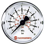 Norgren 18-013-891 Pneumatic Pressure Gauge 0-6 Bar ø63mm R1/8 Rear Port