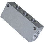 ICH 60412 Single Sided Manifold G1/4 Ports 3 x G1/8 Outputs Aluminium 10 bar