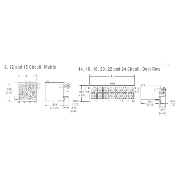 TE 1-770874-1 Mini Universal Mate-N-Lok Male Header Vertical Gold 2x2P Natural