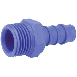 ICH 83191217 Hose Adaptor R3/8 to 12mm dia. Hose Barb Plastic Blue