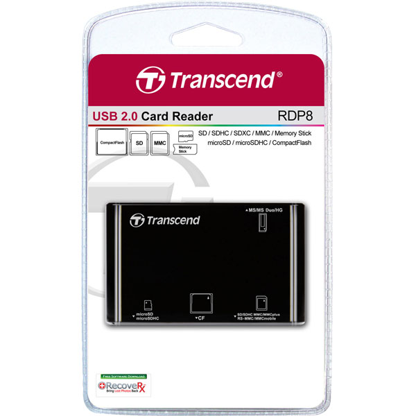 Transcend TS-RDP8K USB 2.0 Card Reader - Black | Rapid Online