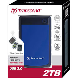 Transcend TS2TSJ25H3B StoreJet 25H3 USB 3.0 External Hard Drive 2TB Navy Blue