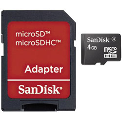 SanDisk SDSDQB-004G-B35 microSDHC™ Memory Card 4GB - Inc Adaptor