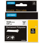 DYMO S0718210 Rhino Polyester Tape 12mm x 5.5m Black on White