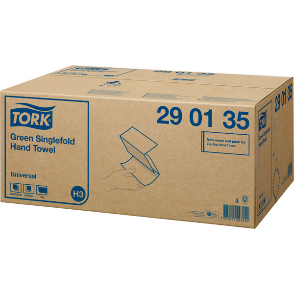 Tork 290135 Green Singlefold Hand Towel Universal 20 x 200 Bundles