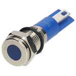 R-TECH 656908 Panel Indicator 8mm Flat 12V Blue Nickel Brass