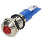 R-TECH 656910 Panel Indicator 8mm Domed 12V Red Nickel Brass