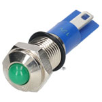 R-TECH 656911 Panel Indicator 8mm Domed 12V Grn Nickel Brass