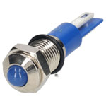 R-TECH 656913 Panel Indicator 8mm Domed 12V Blue Nickel Brass