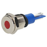 R-TECH 656915 Panel Indicator 10mm Flat 12V Red Nickel Brass
