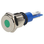 R-TECH 656916 Panel Indicator 10mm Flat 12V Grn Nickel Brass