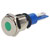 R-TECH 656916 Panel Indicator 10mm Flat 12V Grn Nickel Brass