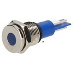 R-TECH 656918 Panel Indicator 10mm Flat 12V Blue Nickel Brass
