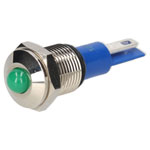 R-TECH 656921 Panel Indicator 10mm Domed 12V Grn Nickel Brass
