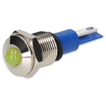 R-TECH 656922 Panel Indicator 10mm Domed 12V Yel Nickel Brass