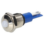 R-TECH 656924 Panel Indicator 10mm Domed 12V White Nickel Brass
