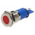 R-TECH 656925 Panel Indicator 12mm Flat 12V Red Nickel Brass