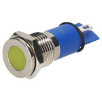 R-TECH 656927 Panel Indicator 12mm Flat 12V Yel Nickel Brass