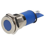 R-TECH 656928 Panel Indicator 12mm Flat 12V Blue Nickel Brass