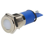 R-TECH 656929 Panel Indicator 12mm Flat 12V White Nickel Brass