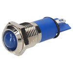R-TECH 656933 Panel Indicator 12mm Domed 12V Blue Nickel Brass