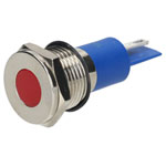 R-TECH 656935 Panel Indicator 14mm Flat 12V Red Nickel Brass