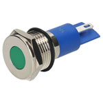 R-TECH 656936 Panel Indicator 14mm Flat 12V Grn Nickel Brass