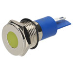 R-TECH 656937 Panel Indicator 14mm Flat 12V Yel Nickel Brass