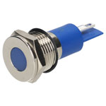 R-TECH 656938 Panel Indicator 14mm Flat 12V Blu Nickel Brass