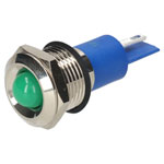 R-TECH 656941 Panel Indicator 14mm Domed 12V Grn Nickel Brass