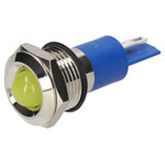 R-TECH 656942 Panel Indicator 14mm Domed 12V Yel Nickel Brass
