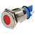R-TECH 656945 Panel Indicator 16mm Flat 12V Red Nickel Brass