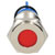 R-TECH 656945 Panel Indicator 16mm Flat 12V Red Nickel Brass