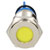 R-TECH 656947 Panel Indicator 16mm Flat 12V Yel Nickel Brass