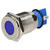 R-TECH 656948 Panel Indicator 16mm Flat 12V Blu Nickel Brass