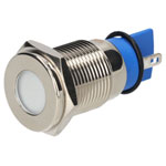 R-TECH 656949 Panel Indicator 16mm Flat 12V Whi Nickel Brass