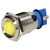 R-TECH 656952 Panel Indicator 16mm Domed 12V Yel Nickel Brass