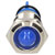 R-TECH 656953 Panel Indicator 16mm Domed 12V Blu Nickel Brass