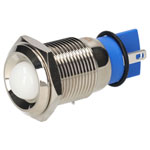 R-TECH 656954 Panel Indicator 16mm Domed 12V Whi Nickel Brass