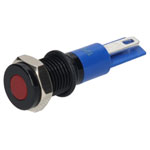 R-TECH 656965 Panel Indicator 8mm Flat 12V Red Black Plated Brass