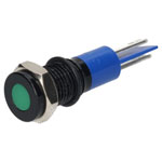 R-TECH 656966 Panel Indicator 8mm Flat 12V Grn Black Plated Brass