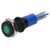 R-TECH 656966 Panel Indicator 8mm Flat 12V Grn Black Plated Brass