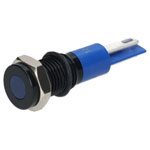 R-TECH 656968 Panel Indicator 8mm Flat 12V Blu Black Plated Brass