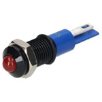 R-TECH 656970 Panel Indicator 8mm Domed 12V Red Black Plated Brass