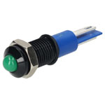 R-TECH 656971 Panel Indicator 8mm Domed 12V Grn Black Plated Brass
