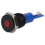 R-TECH 656975 Panel Indicator 10mm Flat 12V Red Black Plated Brass