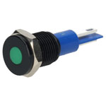 R-TECH 656976 Panel Indicator 10mm Flat 12V Grn Black Plated Brass