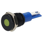 R-TECH 656977 Panel Indicator 10mm Flat 12V Yel Black Plated Brass